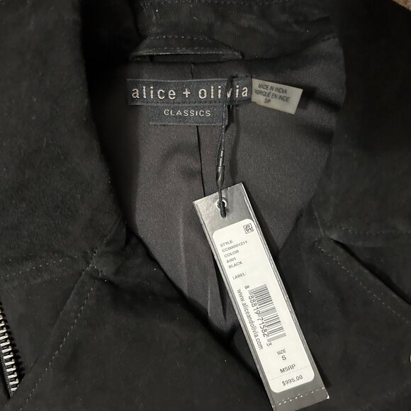 Alice + Olivia Quilted, Suede Goat Leather Biker Jacket, S - Picture 3 of 10